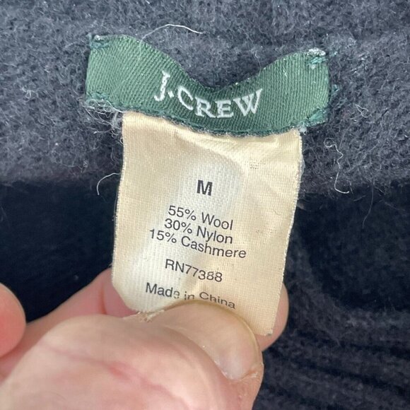 J.Crew Womens Medium Black Wool/Nylon/Cashmere Blend Ribbed Collar Sweater 2988 - Picture 3 of 7